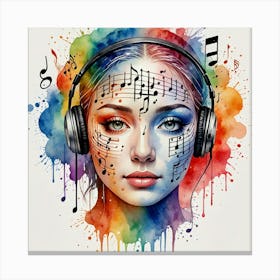 Music Girl With Headphones Canvas Print