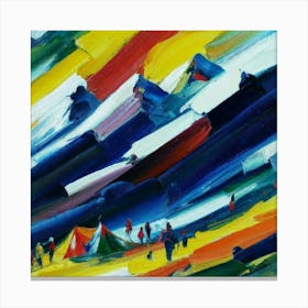 People camping in the middle of the mountains oil painting abstract painting art 20 Canvas Print