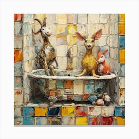 Goats In The Bath 1 Canvas Print