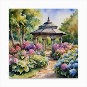 Beautiful Asian garden with flowers spring Canvas Print