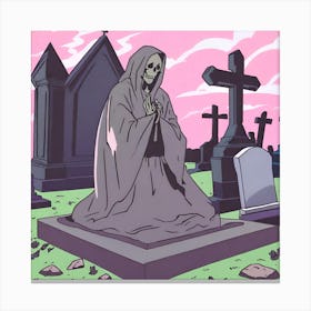 Skeleton In The Graveyard 2 Canvas Print