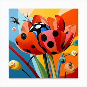 Ladybug On A Flower 1 Canvas Print