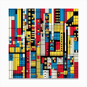 Inspired by Piet Mondrian's geometric abstractions and primary colors:
Symphony of the City Grid 2 Canvas Print