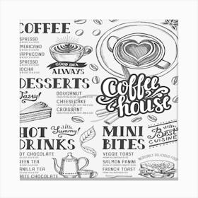 Coffee House Menu Vintage Coffee Tea Cafe Hamburger Menu Coffee Shop Menu Canvas Print