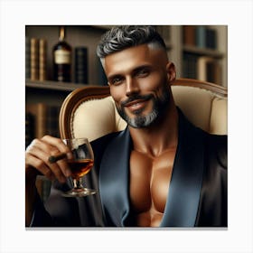 Portrait Of A Man With A Cigar-9 Canvas Print