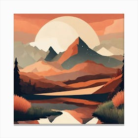 Boho Art Minimalist Landscape Mountains (31) Canvas Print