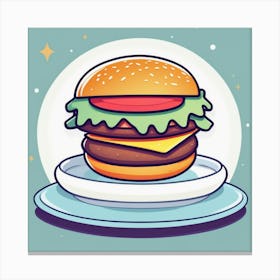 Hamburger On Plate 4 Canvas Print