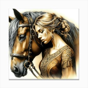 Horse And Woman Canvas Print