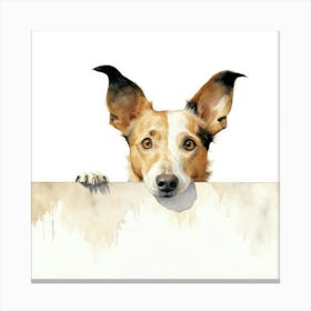 Dog Peeking Over A Wall 6 Canvas Print