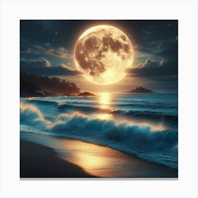 Full Moon On The Beach 2 Canvas Print