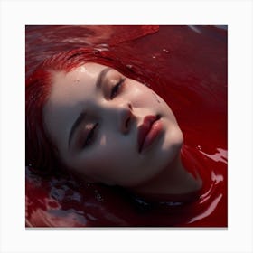 Girl In Red Water Canvas Print