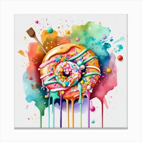 Donuts are an American-origin dessert Watercolor 6 Canvas Print