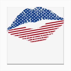 American Flag Lips Independence Day 4th Of Canvas Print