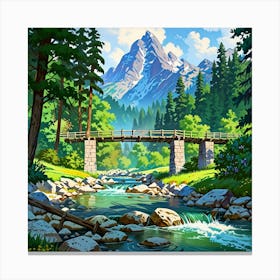 Bridge Over A Stream Canvas Print