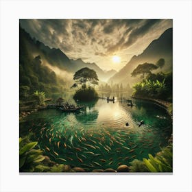 Pond With Fishes Canvas Print