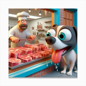 Dog at Butcher Shop 3 Canvas Print