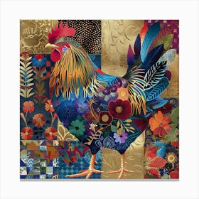 Patchwork Quilted Leghorn Chicken 2 Canvas Print