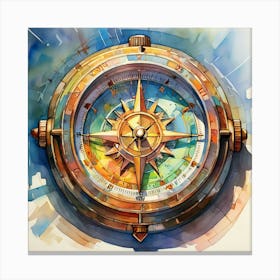 Watercolor Compass Canvas Print