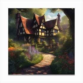 Summer Garden of Timber Framed Manor House Canvas Print