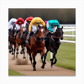 Jockeys Racing On The Track 1 Canvas Print