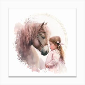 Little Girl And Horse Canvas Print