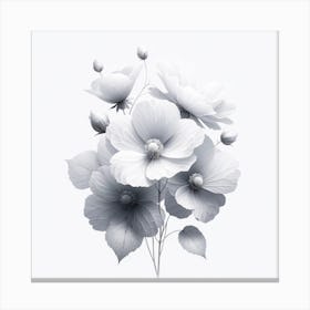 "Monochrome Botanicals: Elegance in Bloom"  'Monochrome Botanicals: Elegance in Bloom' presents a stunning cluster of flowers rendered in grayscale, highlighting the subtle play of light and shadow. The intricate detailing of each petal and leaf creates a harmonious composition that exudes tranquility and sophistication. This piece is a modern twist on classic floral art, perfect for creating an atmosphere of serene elegance in a contemporary space. Canvas Print