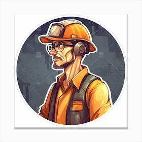 Portrait Of A Construction Worker Canvas Print