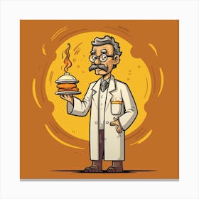 Cartoon Scientist Holding A Burger 1 Canvas Print