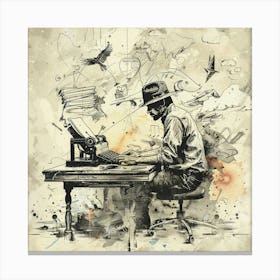 Man At Desk Canvas Print