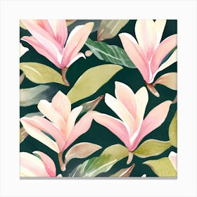 Botanical Wall Art Flowers Pink Magnolias #2 Canvas Print