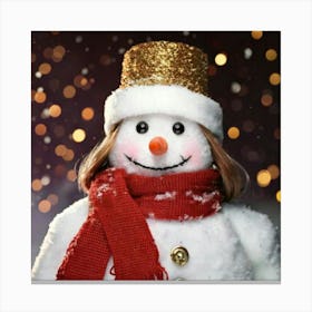 Firefly Cheerful Snowman Peeking With Festive Sparkles 76835 (2) Canvas Print