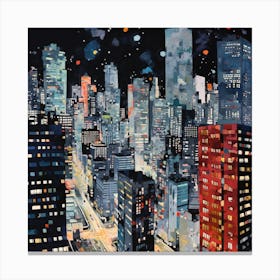 New York City At Night Canvas Print