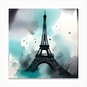 Paris Eiffel Tower Monochromatic Watercolor Canvas Print