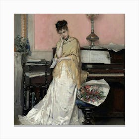 Lady By The Piano Canvas Print