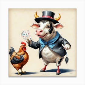 Cow Playing Cards Canvas Print