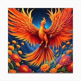 Firescape Fantasy: The Phoenix's Tale Canvas Print