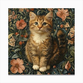 Cat In Flowers Art 2 Canvas Print