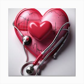 Heart And Stethoscope Canvas Print