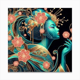 Japan Traditional Geisha Illustration By Ad 138 Canvas Print