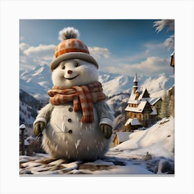 Snowman In The Snow 2 Canvas Print