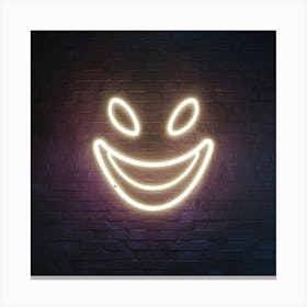 Happy Smiling Face Neon Sign Canvas Print