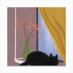 Cat On A Window Sill Canvas Print