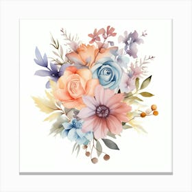 Watercolor Bouquet Of Flowers Canvas Print