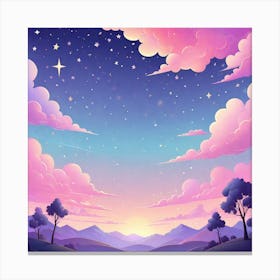 Sky With Twinkling Stars In Pastel Colors Square Composition 99 Canvas Print