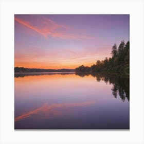 Sunset On A Lake Paintings Art Print Canvas Print