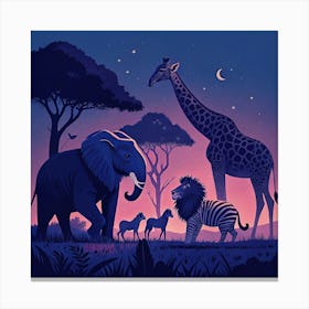 Giraffes In The Night Lienzo