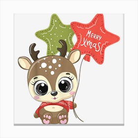 Reindeer Mistletoe Santa Merry Xmas Christmas Women Kid Girl Canvas Print