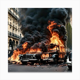Paris Car Fires Canvas Print