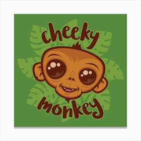 Cheeky Monkey Cute Cartoon Primate Drawing Leinwandbild