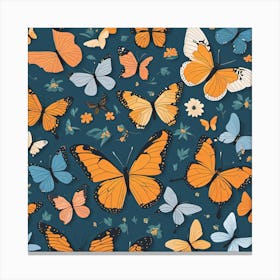 Seamless Pattern With Butterflies 3 Canvas Print